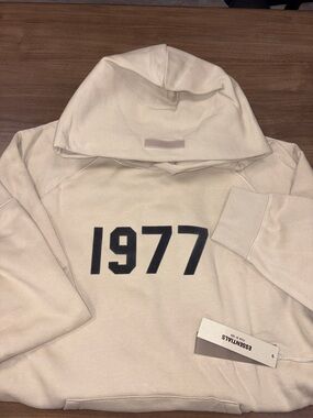 Essentials Wheat Hoodie with Black 1977 Print